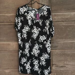 LASCANA Floral‎ Wide Sleeve Dress, Black Printed, Summer  Beach Size 8/10 NWT